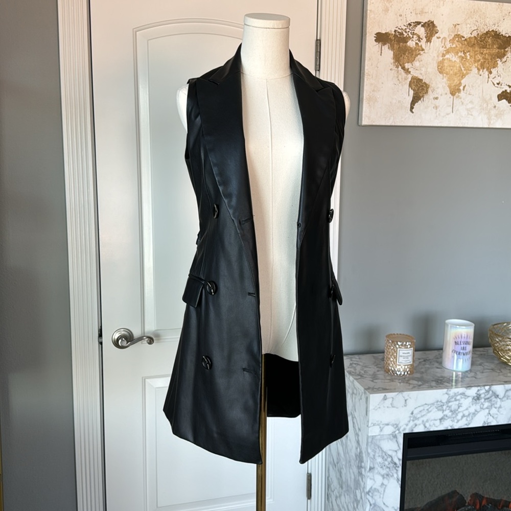 ZARA Faux Leather Tie Waist Dress/Vest - Picture 7 of 7